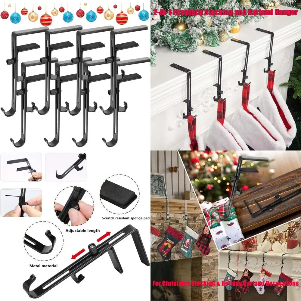 

Гирлянда и держатель для чулок двойного назначения, регулируемый декор из черной каминки на 8 футов.