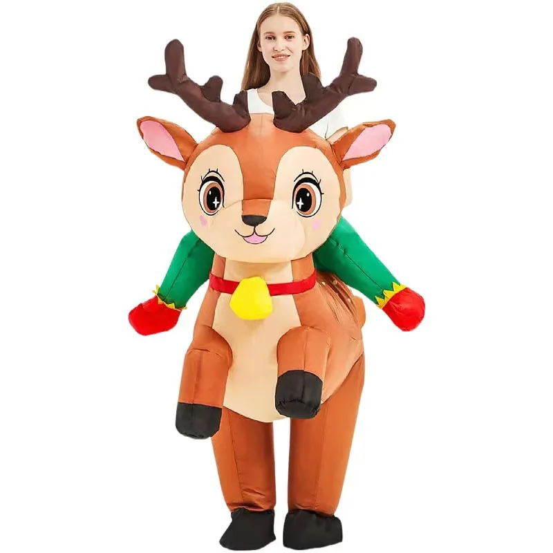 Christmas Adult Inflatable Fancy Dress Santa Claus Snowman Elk Kids Inflatable Clothes Unisex Party Cosplay Funny Costume