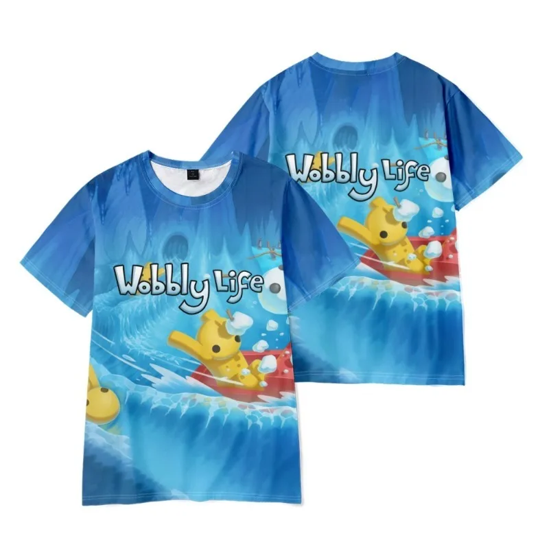 Nieuw Wobbly Life T-shirt met bedrukt shirt met ronde hals en korte mouwen Geschikt voor kleding Jongens Meisjes Dagelijkse benodigdheden
