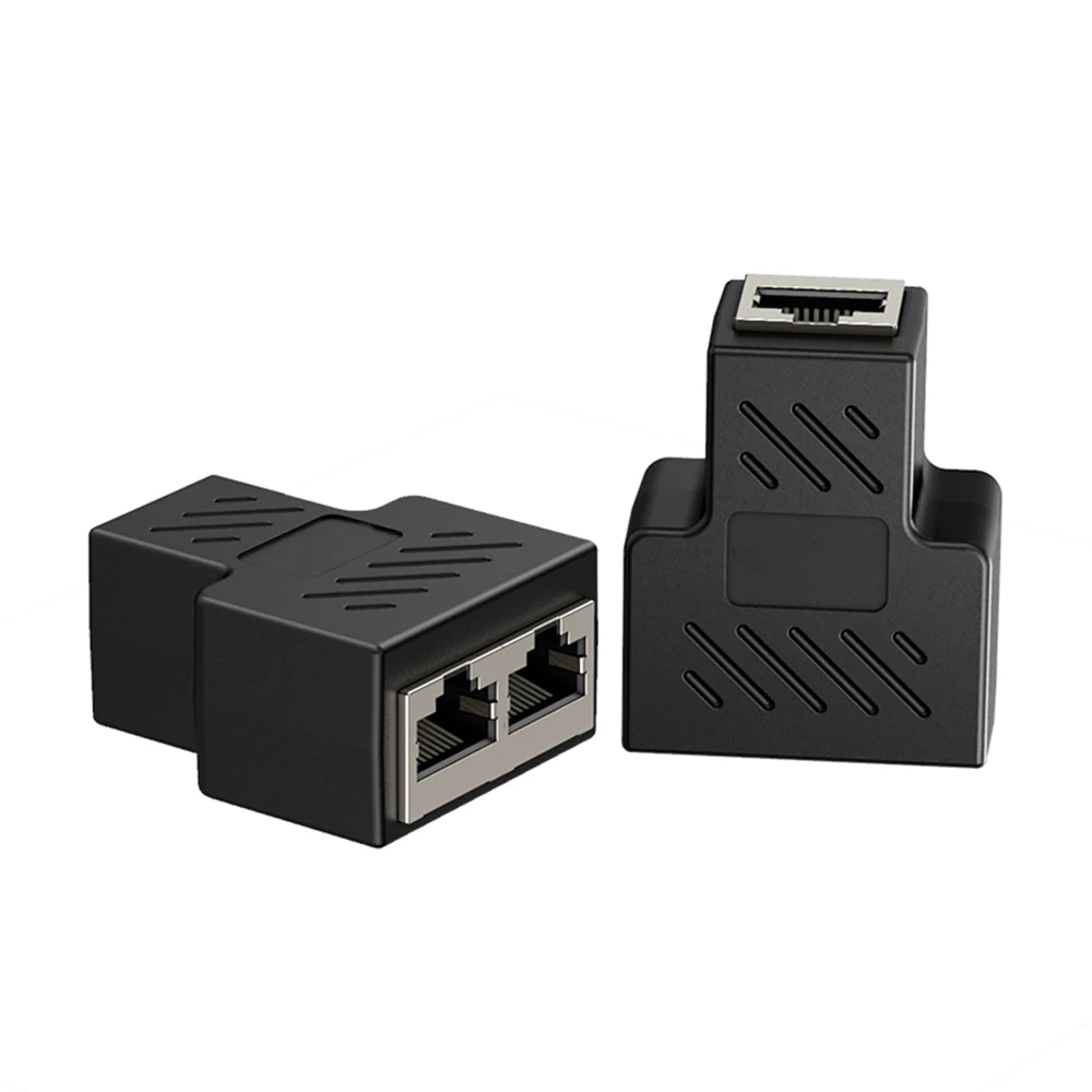 LAN 1 To 2 Ways Docking Plug Female Network Connector Adapters RJ45 Splitter Coupler