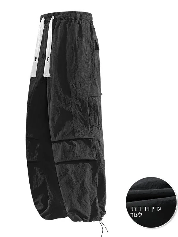 Casual Loose Men's Hip Hop Pants Spring Autumn High Street Wide Leg Trousers Youth Fashion Long Pants Wear Resistant Nylon