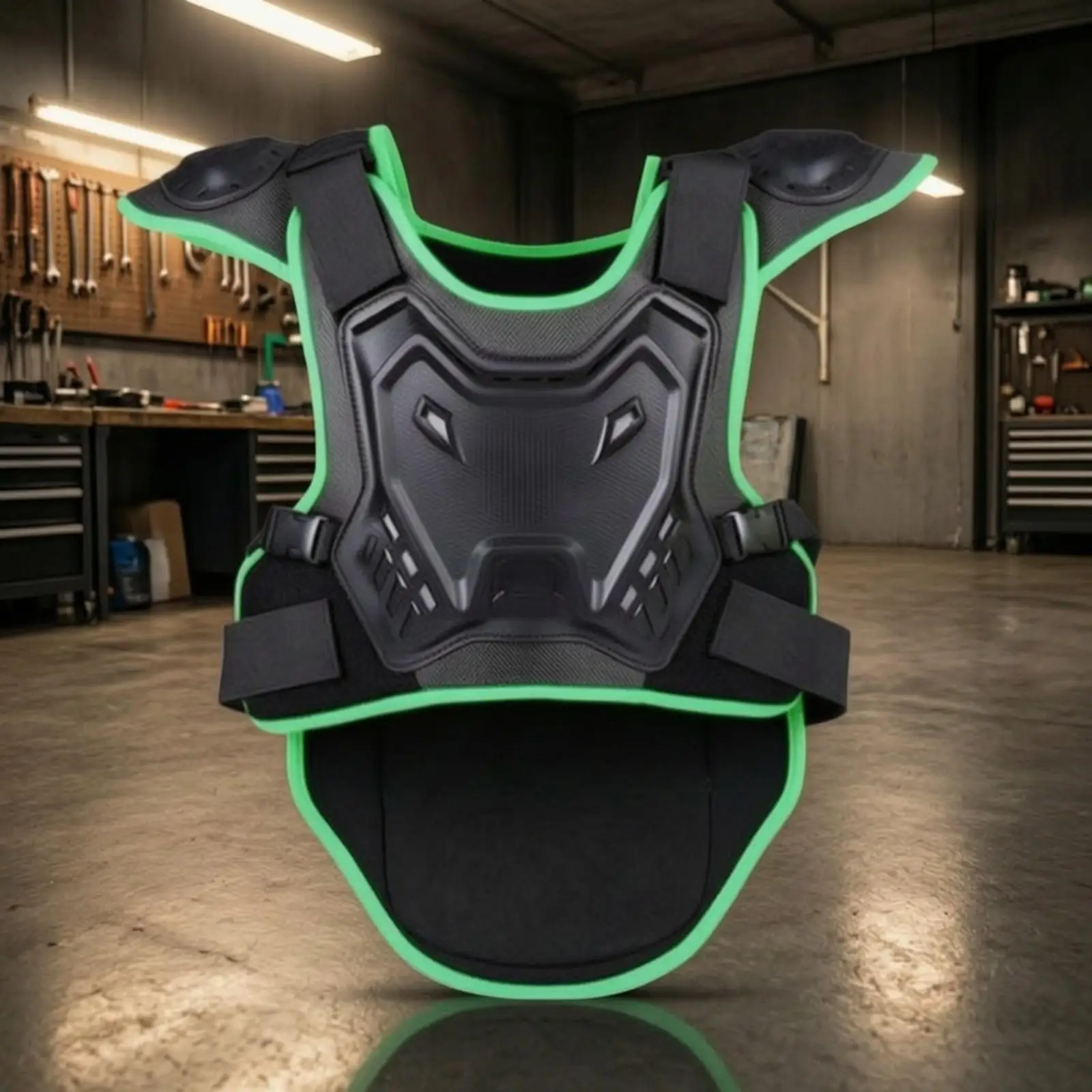 Safety Riding Vest for Motorcycle Bikers with Ventilated Construction Shoulder Guards and Customizable Fit for Intense Outdoor