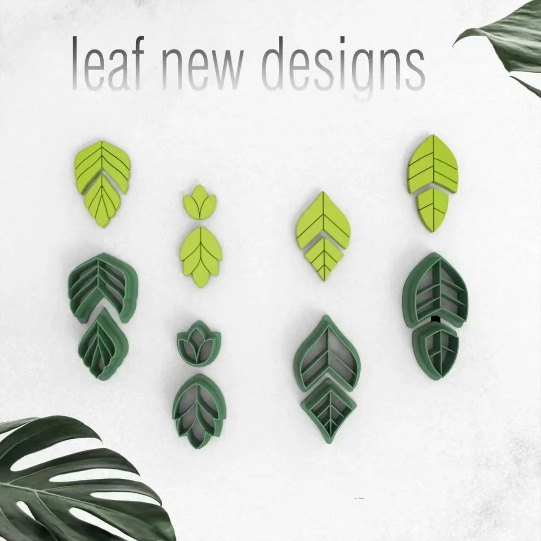 Leaf Earrings Clay Cutter Flower Leaves Pottery Ceramic Polymer Clay Mold Jewelry Pendant Cutting Mold Plant Shaped Clay Cutters