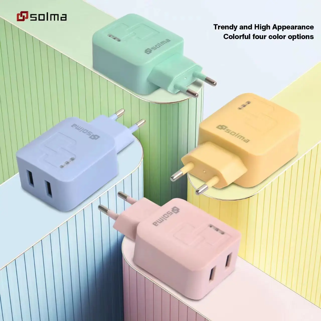 Macaron Color EU Standard 2 Ports USB Mobile Travel Charger For iPhone Samsung Plug Charging Universal Adapter