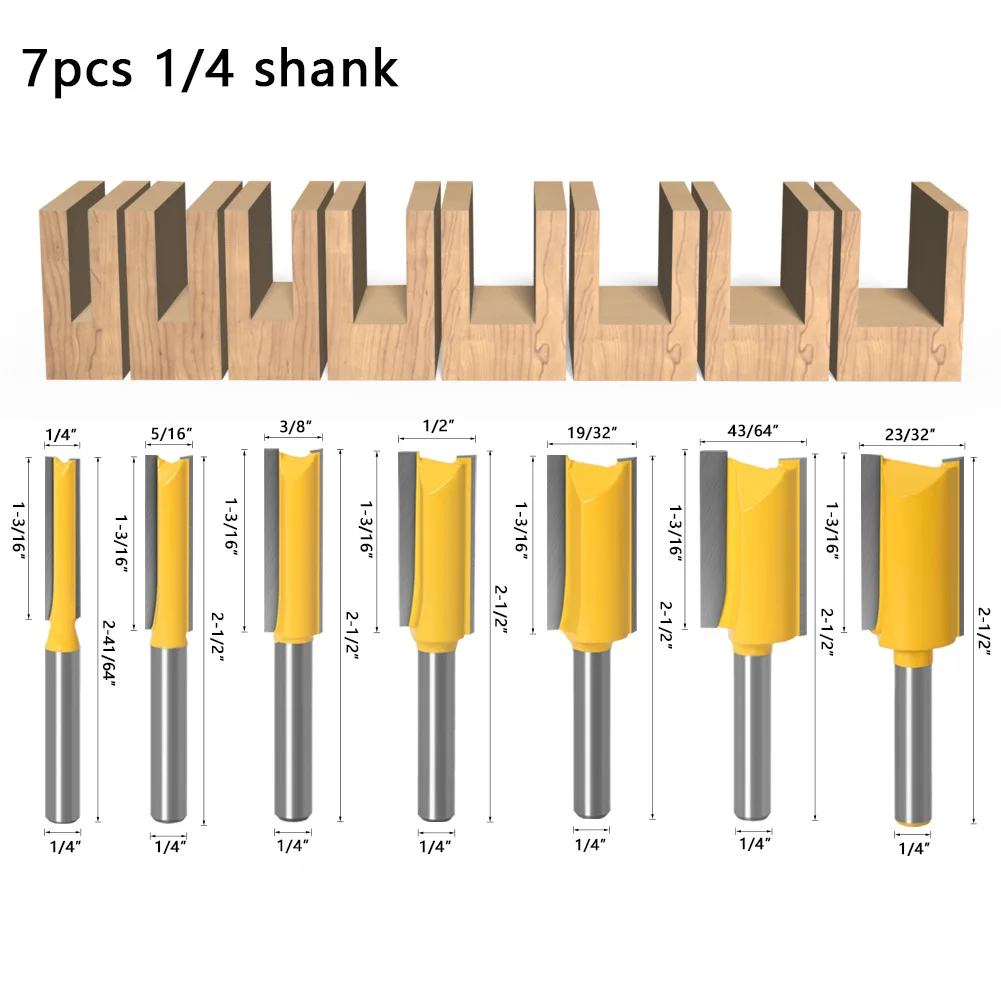 1/4 Shank Straight Router Bit Carbide Wood Milling Cutter Single Double Flute Strawberries Woodworking Carpentry Tools 16/18mm