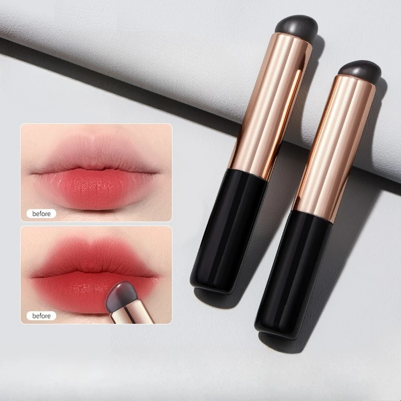 New Silicone Lip Brushes Concealer Brush with Cover Cap Like Fingertips Q Soft Lipstick Makeup Brushes Round Head No Broken Pink