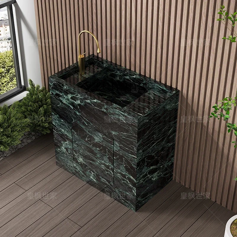 

rock slab column basin island platform integrated washbasin balcony outdoor console washbasin basin