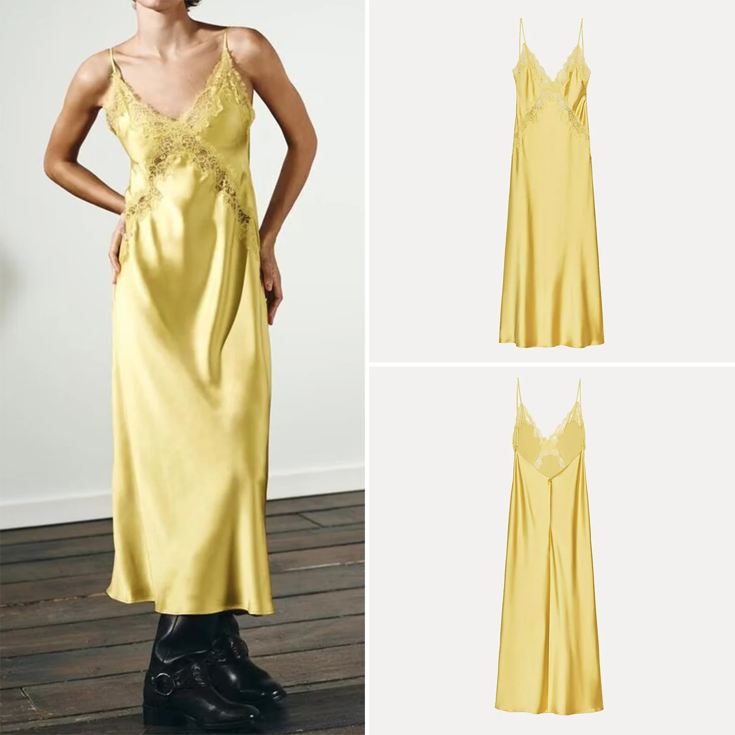 

Z сексуальное шелковое атласное платье миди Dr женское модное кружевное повседневное платье с v-образным вырезом на осенний сезон