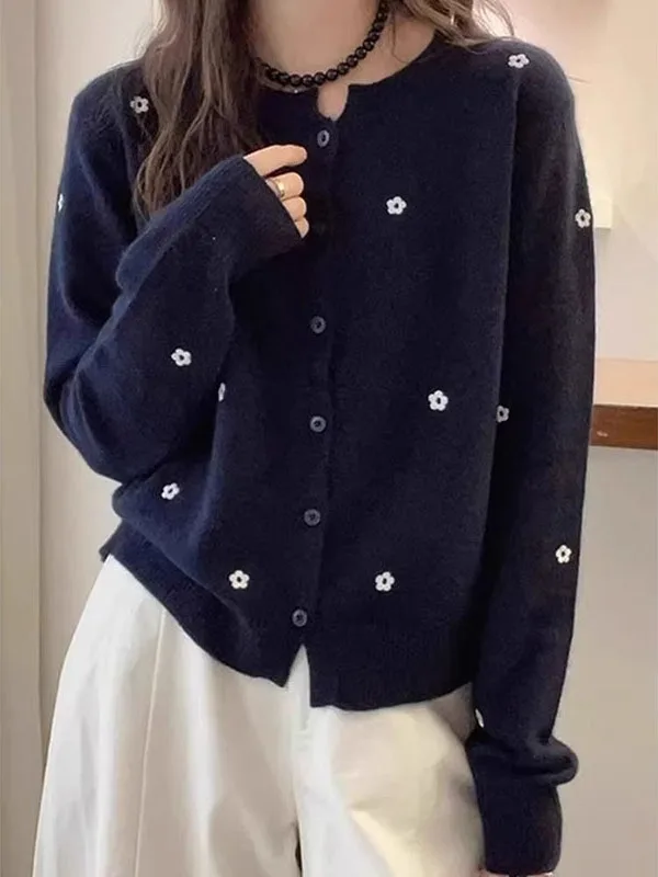 

plus Size Knitted Open Cardigan Women's Loose Fit round Ne Sweater Outerwear Comfortable Casual Sle Polyester Fiber