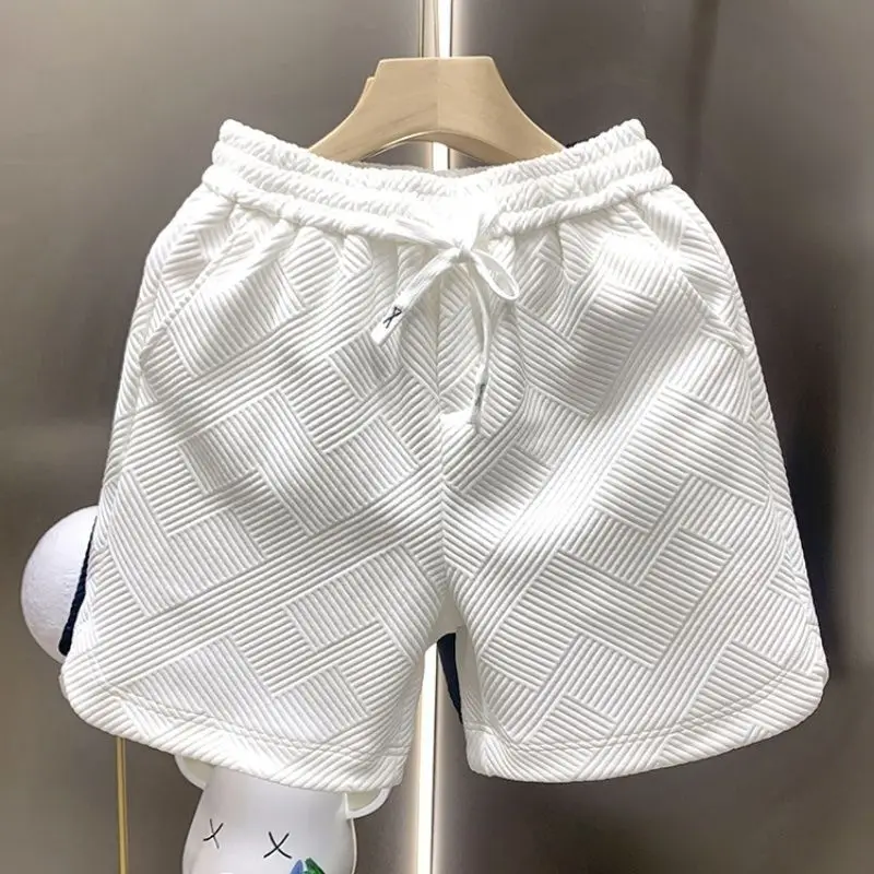 Pantalones Cortos de Verano de Secado Rápido con Diseño de Rombo, Pantalones Cortos Blancos para Hombre, Marca Moderna, Elegantes Pantalones Bermuda de Jacquard, Pantalones Cortos para Hombre