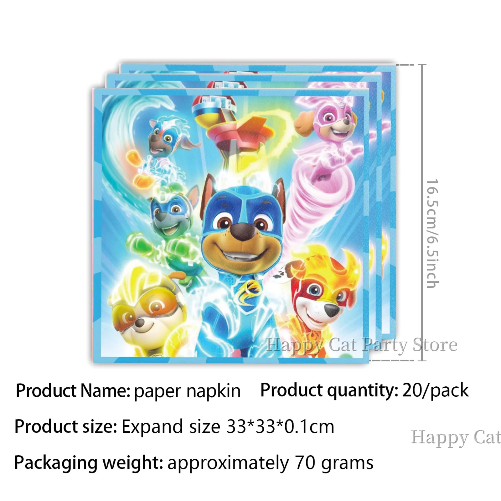 Paw Patrol Tischservietten, Happy Birthday Dekorationsservietten, Paw Patrol Skye Einweg-Papiertücher, Paw Party-Geschenke und Zubehör – Detail 9