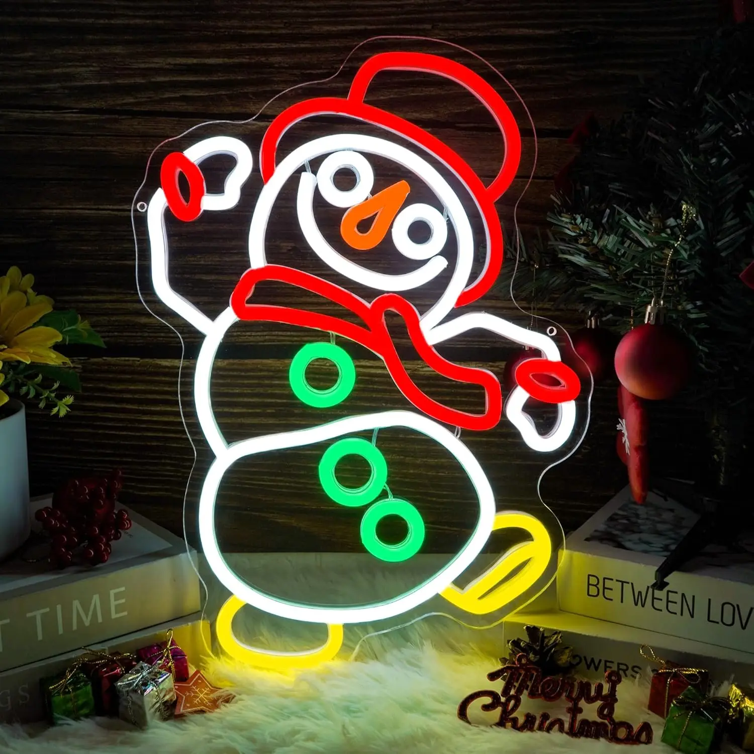 Letrero de neón de muñeco de nieve de baile de Navidad, luz de neón LED regulable por USB para dormitorio, sala de estar, Bar, fiesta, decoración del hogar, regalo