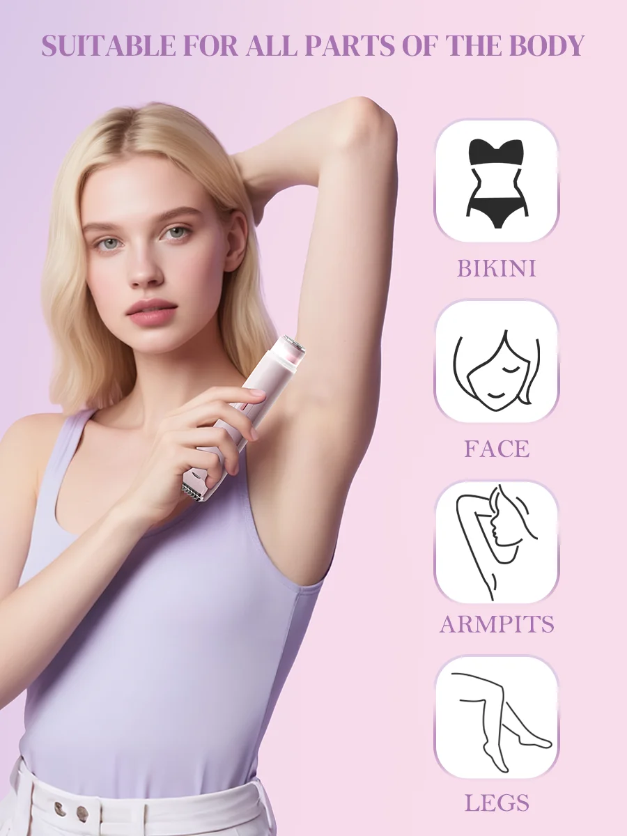 Doppelseitiger Keramik-Haarschneider für Damen, USB-Aufladung, für Gesicht, Körper, Arme, Oberschenkel und Bikinizone, Pflegeset – Detail 3