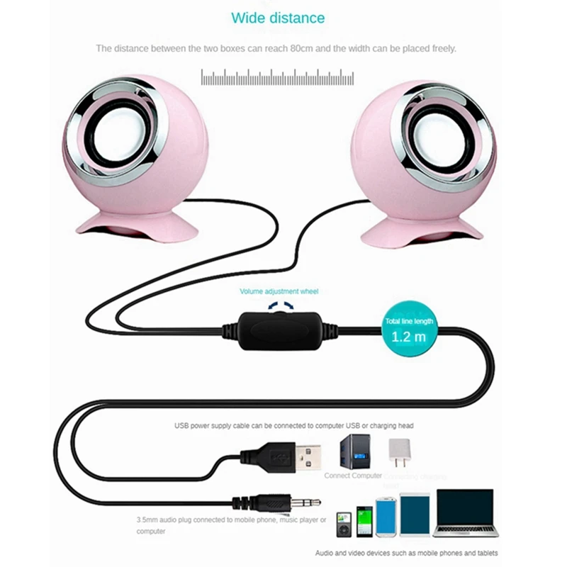 

Y16A Computer Speakers for PC Laptop Speakers USB 3.5mm Wired Music Play HIFI Stereo with Microphone for TablePC Laptop,White