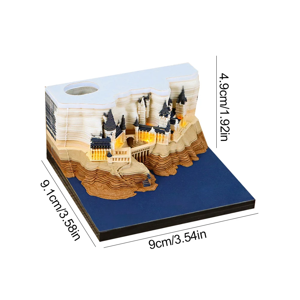 Calendario del pezzo del tempo 2025 con luce LED e portapenne Calendario 3D Calendario da tavolo 3D Regalo di inaugurazione della casa Decorazione del desktop