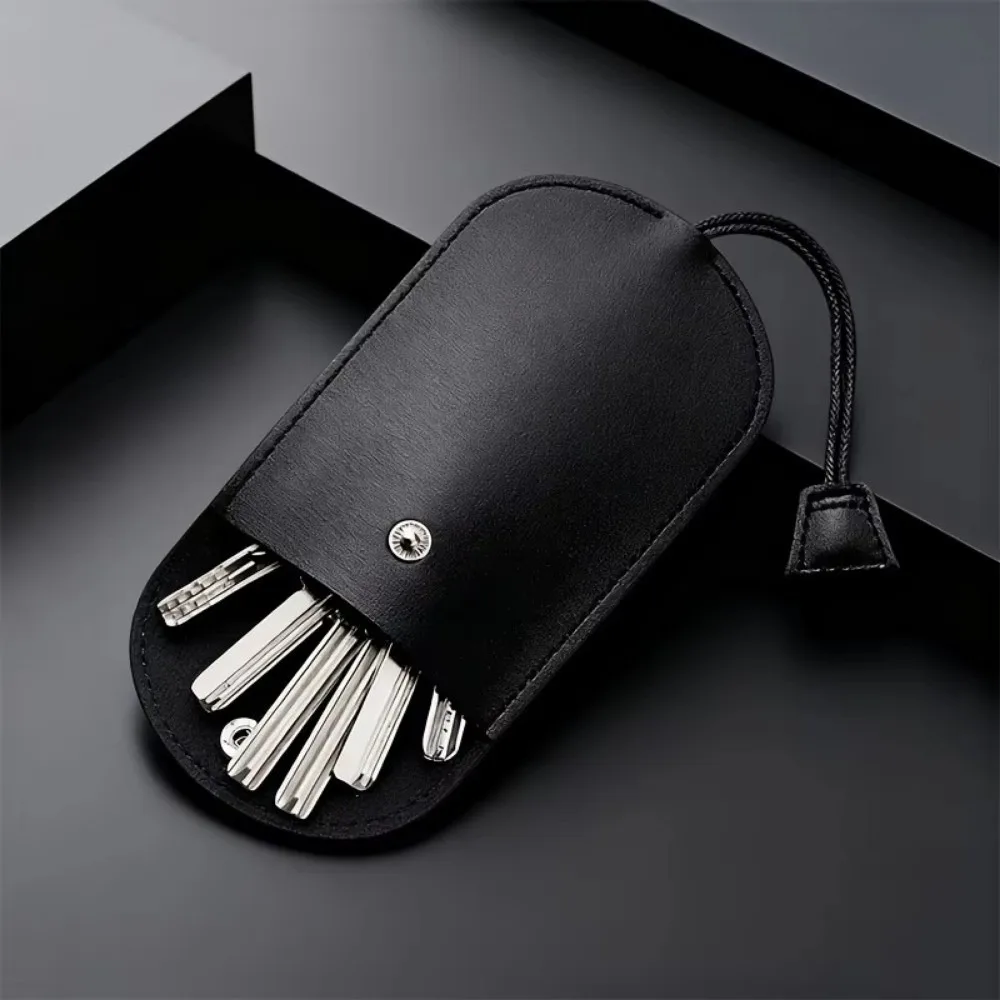 Mini Key Holder Household Multi-Functional Key Case with Pull-Out Design Faux Leather Key Chain Key Bag For Cars, Office, Travel