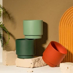 Cement Flowerpot Silicone Mold Concrete Candle Cup Candle Jar mold Cylindrical Large garden Pot molds