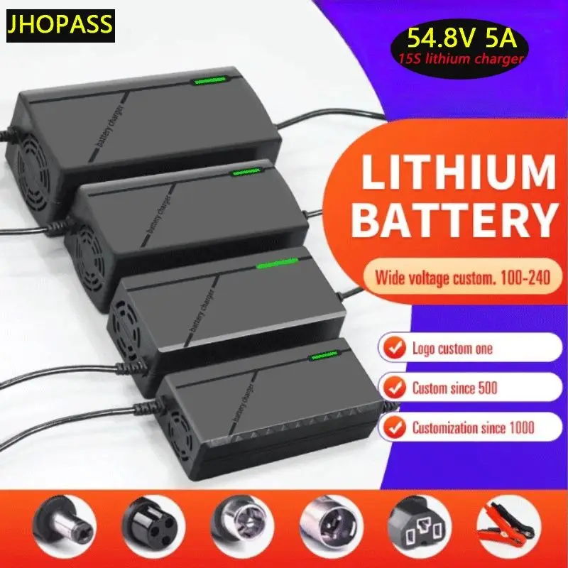 HD 15S Smart LED 54.8V 5A Li-ion LiFePO4 Lithium battery charger for Scooter Motorcycle E-bike AC110V-220V charges EU AU UK Plug
