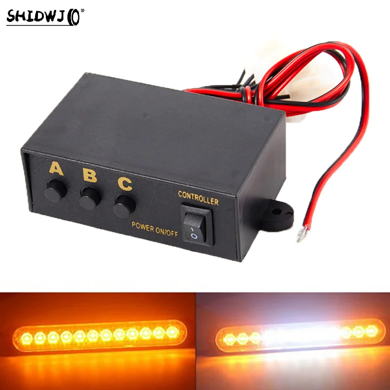 1pcs Universal LED Strobe Flash Light LED Strobe Light Host Flashing 3 Modes Controller Box For DC12V Car Truck