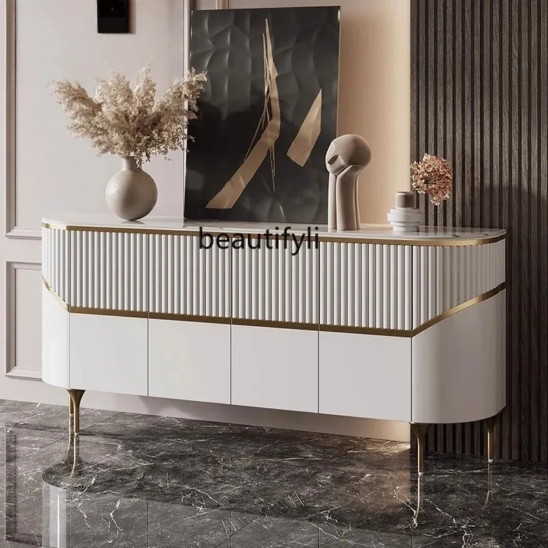 

D2520 Italian Light Luxury Style Entryway Cabinet Living Room Modern Minimalist Decorative Storage Cabinet Sintered Stone Sidebo