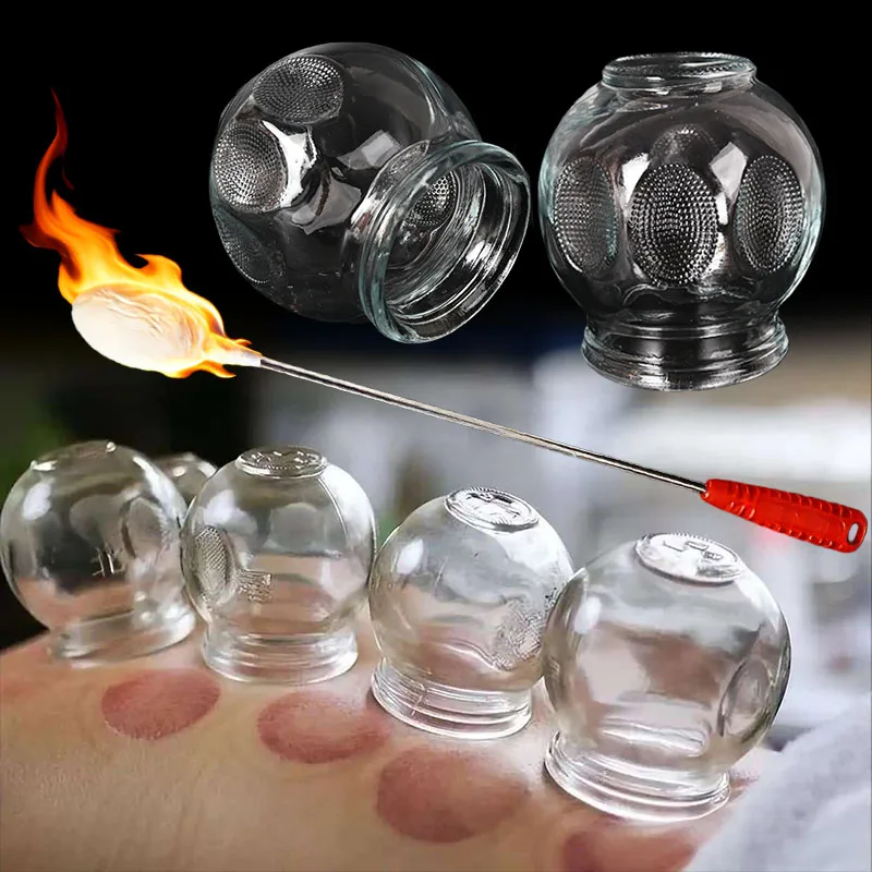 

8 Cupping Therapy Set with Glass Massage Cups Suction Vacuum Cans for Body Face Massage Anti Cellulite Facial Hand Treatment Kit