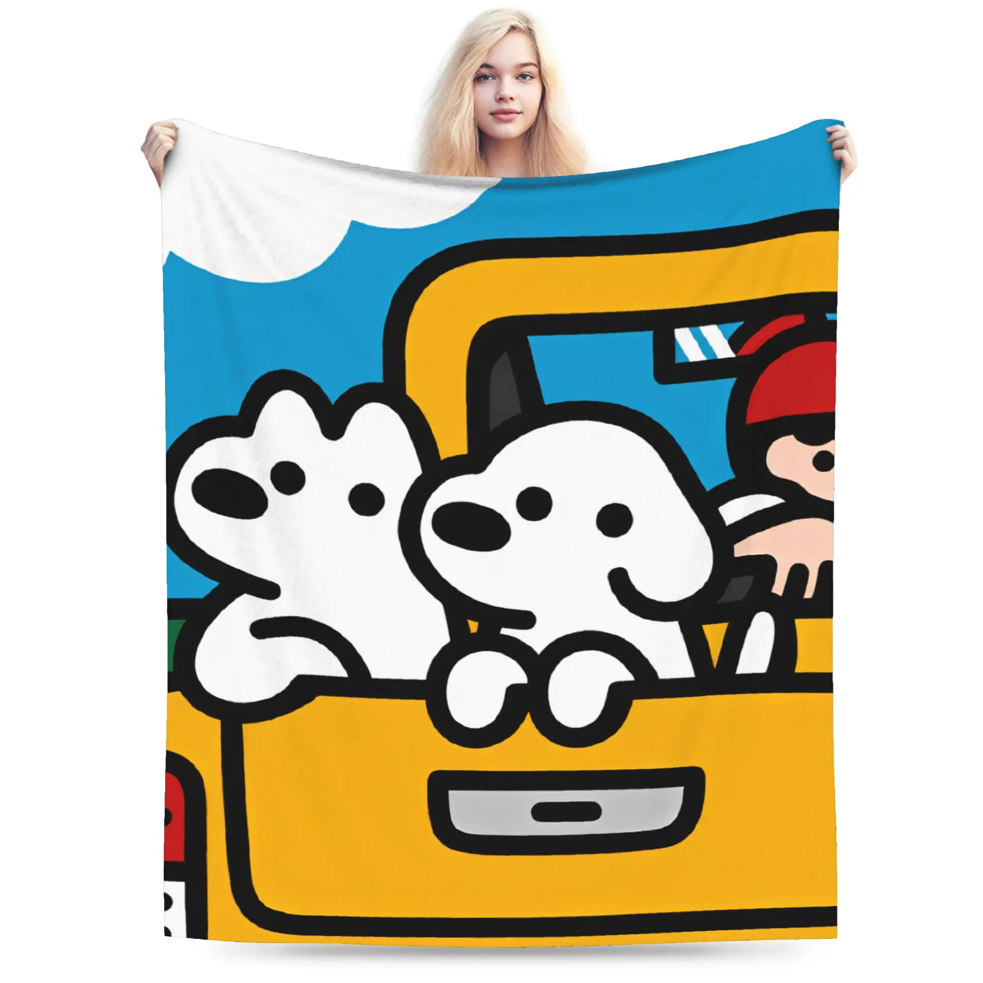 Soft BlanketsBoy Girl Camping Cute Puppy Memes   Throw Blanket  Flannel Bedspread For Bedroom Print Sofa Bed Cover