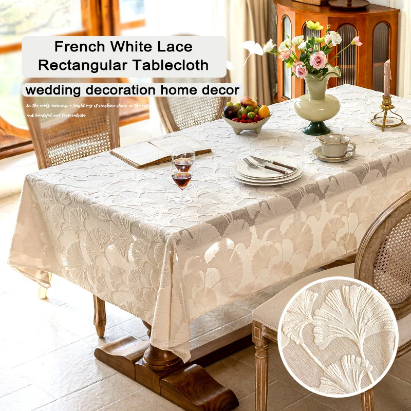 

French White Lace Rectangular Tablecloth Wedding Decoration Home Decoration for Dining Table Tv Cabinet Coffee Table Tablecloths