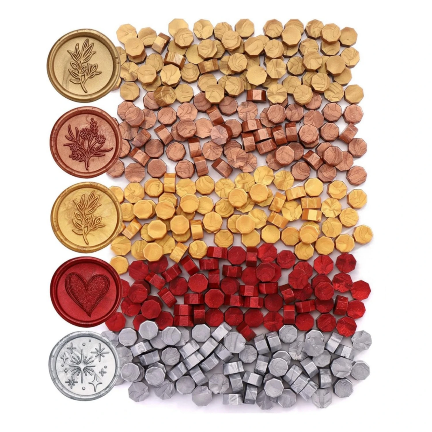 Achteckige Siegelwachspellets, 300g Beutel mit ca. 850 Stück, Wachssiegelkristalle für Umschlagversiegelung, DIY Hochzeitseinladungen Bastelbedarf