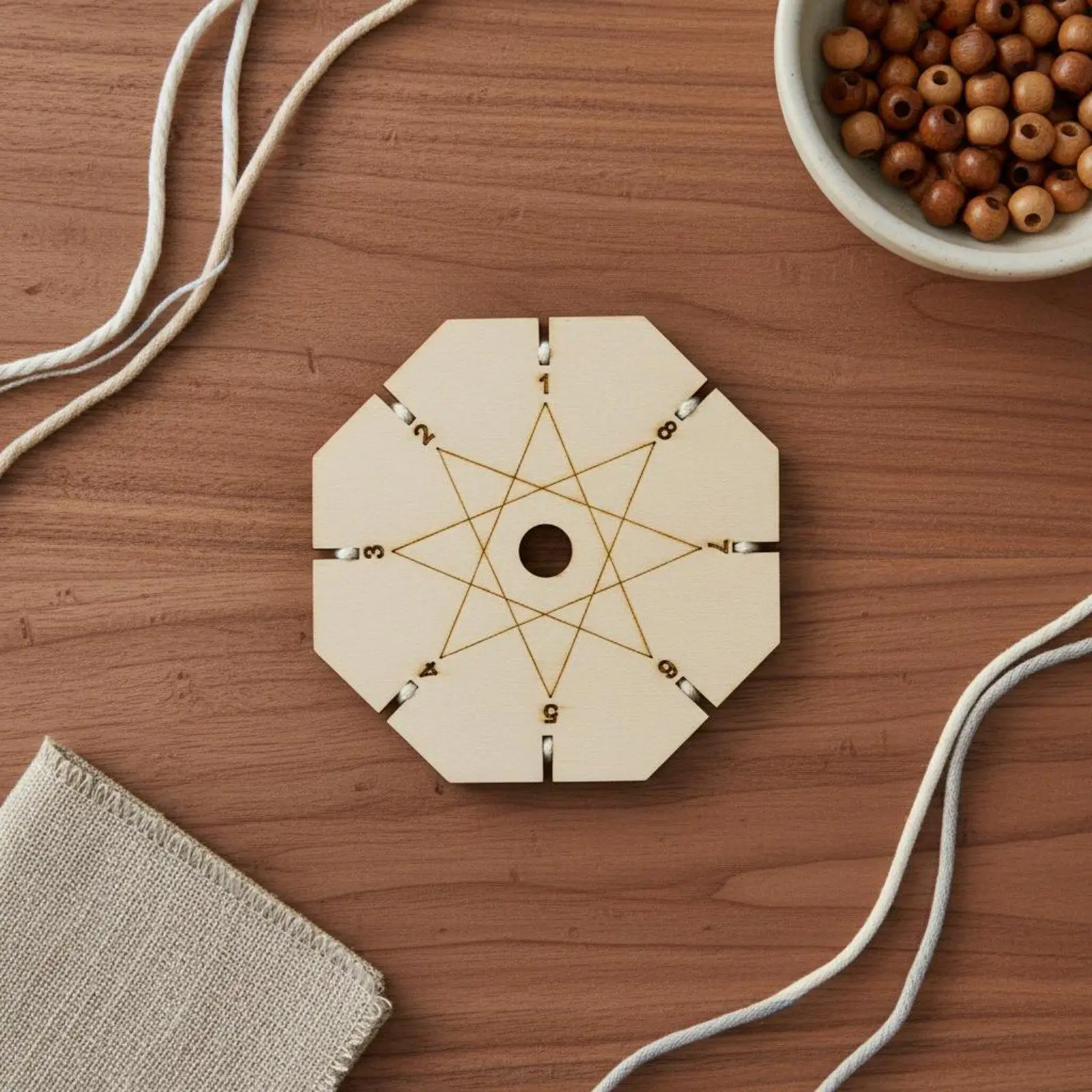 Boxwood Bracelet Weaving Board Round Knitting Loom Kit for DIY Friendship Cord Making Craft Tool