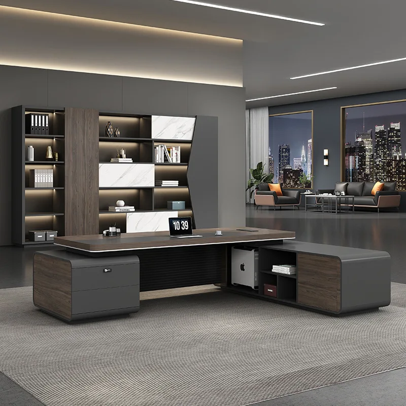 Luxury Office Furniture MDF Executive Office Desk Office Desk Furniture Executive CEO Desk With Bookcase