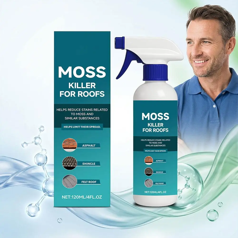 Spray eliminador de musgo para el hogar, eliminador de musgo de acción rápida para techos, limpiador de manchas fácil de usar para asfalto, tejas y edificios exteriores