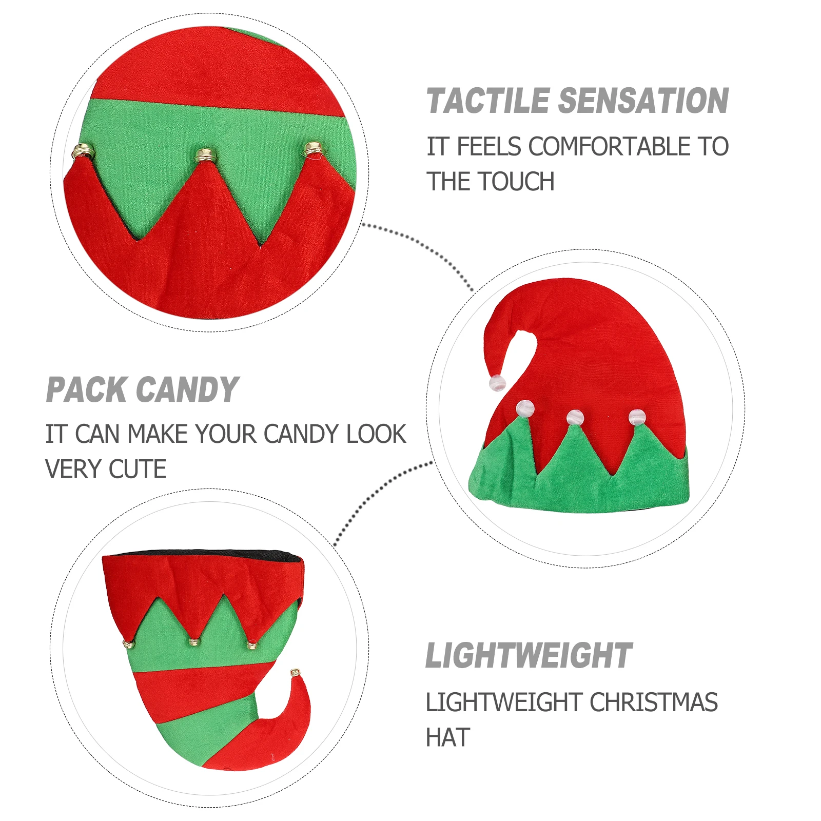 

2 PCS Wear Elf Hat Christmas Decoration Festival Headdress Sweater Fun Cloth Cosplay Hats