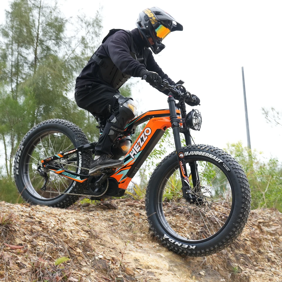 HEZZO Carbon Ebike K9 All-Terrain Fat Tire 52V 1000W BAFANG M20 Middrive Electric Bike 160Nm Powerful Electric Bike Hydraulic Suspension & Seat Post 21Ah 63Miles Long Range 26X4.8Inche Electric Bicycle image 10