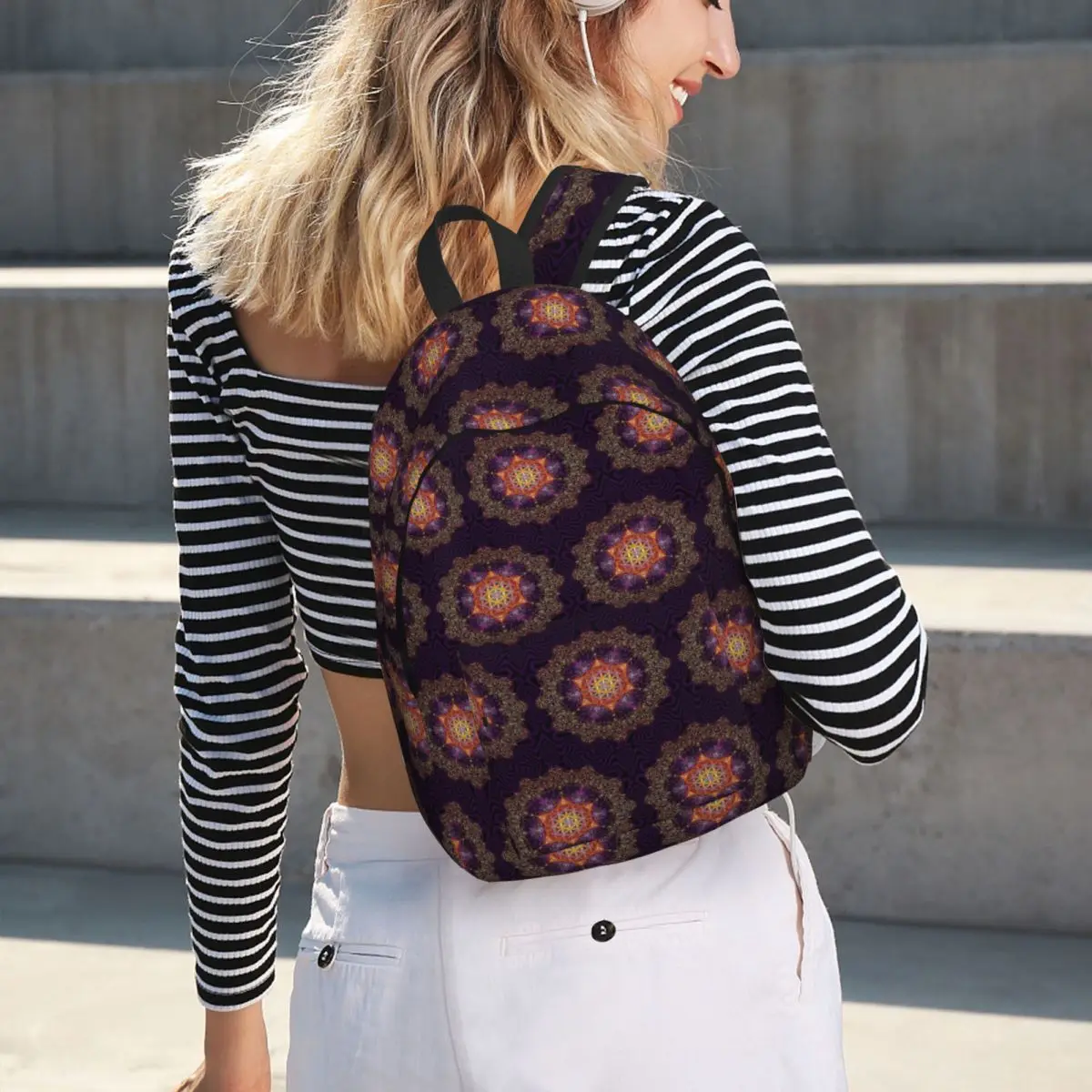 Flower Of Life Golden Lace Mandala Backpack Hot Sale Daypack Large Capacity BookBag School Bag Shoulder Bags for Men Women