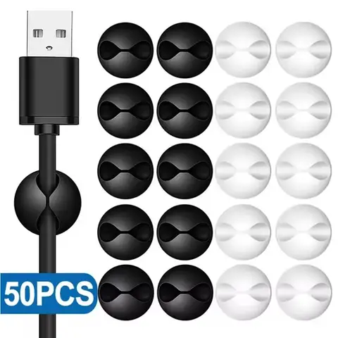 5/50 個ミニケーブルワインダーオーガナイザー USB 充電ケーブルクリップデスク Tidy オーガナイザーワイヤーコードホルダープロテクターホームオフィス車