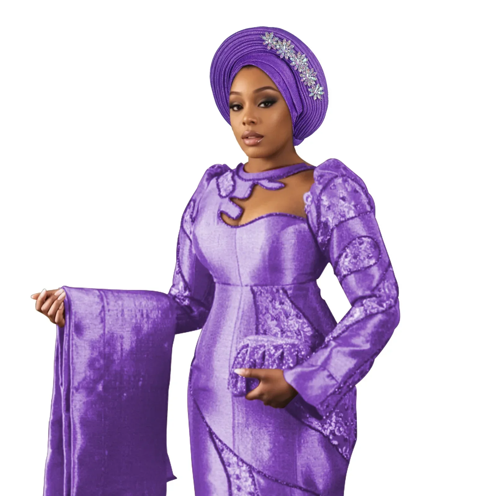 

Luxury Diamonds Turban Cap for Women African Auto Gele Headtie Nigeria Wedding Party Headwear Muslim Hijab Bonnet Headwrap Hat