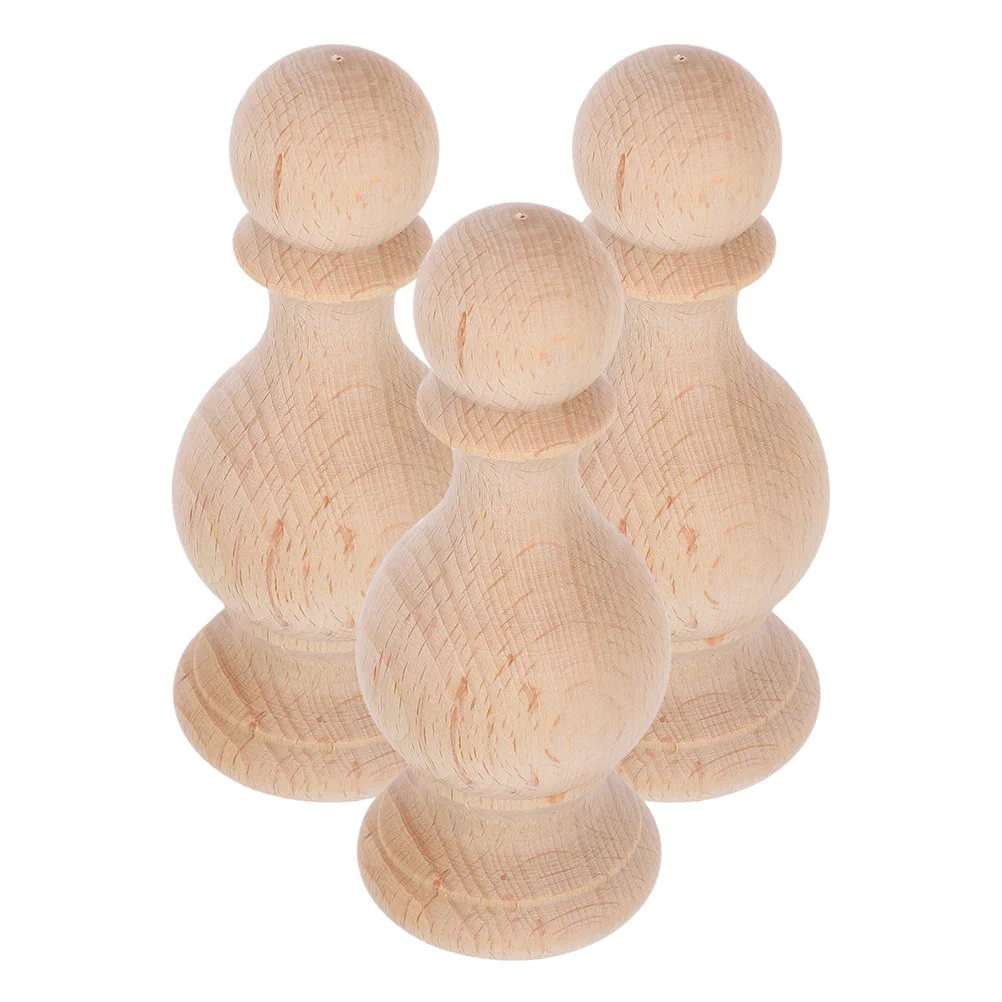 

3pcs Wood Furniture Pillars Roman Bridge Carving Unfinished Wood Finials Decorative Finials for Curtain Rods Beds Fence Gate