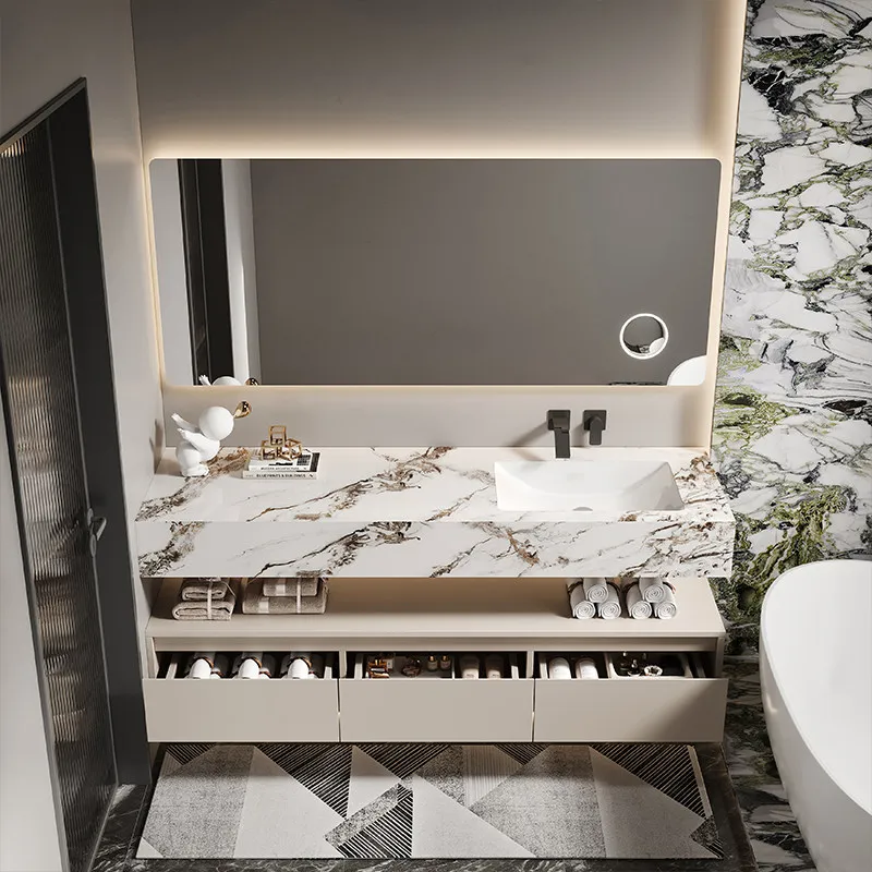 

Керамическая раковина из сланца с бесшовной интеграцией, комбинация тумбы для ванной комнаты, умывальник для ванной, раковина-умывальник.