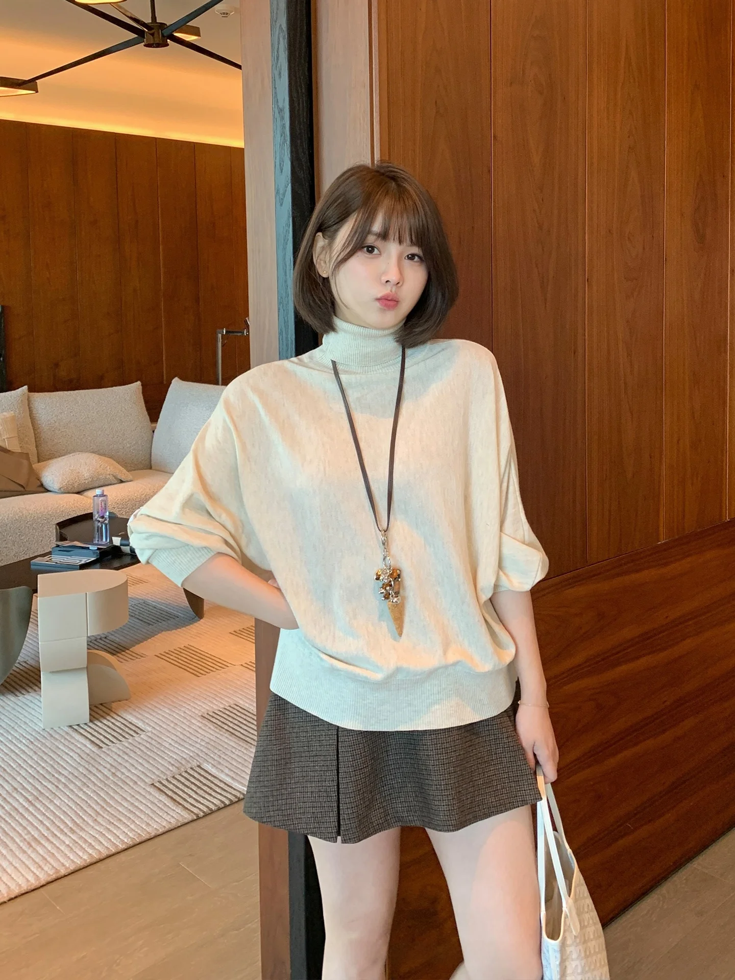 

plus Size Knitted Long Sve High Collar Loose Fit Base irt for Winter Casual Sle aped Body Suitable Materni Wear