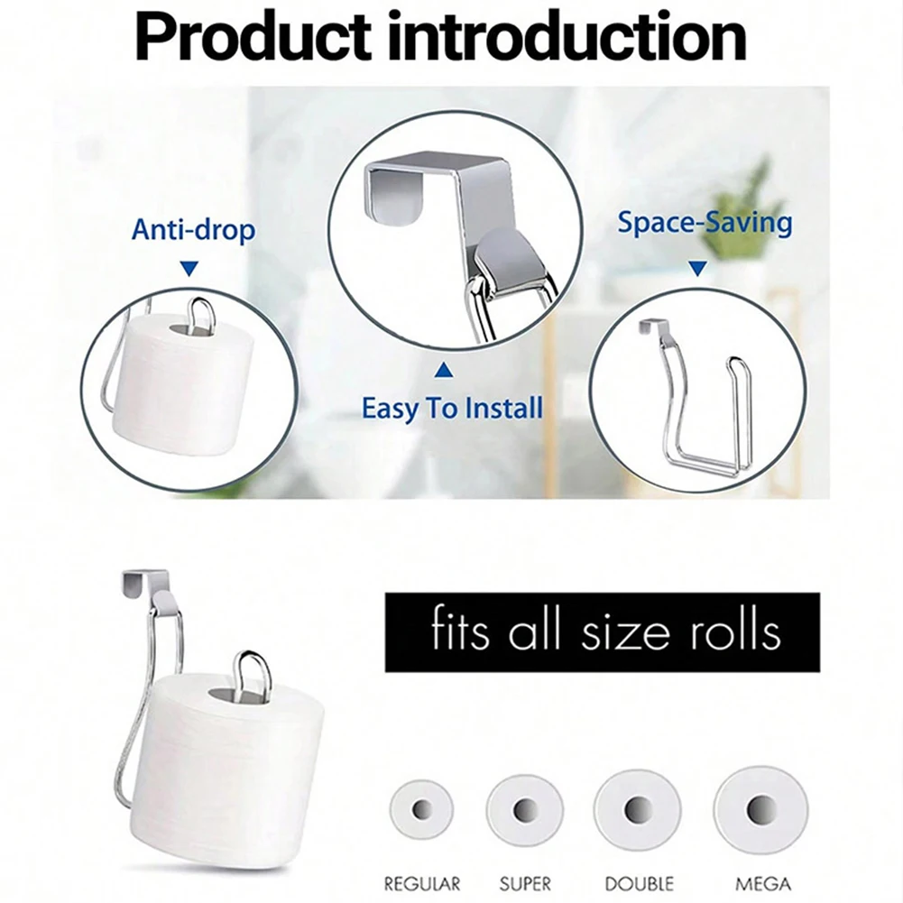 1pcs Over The Tank Toilet Paper Holder Hanging Stainless Steel WC Paper Holder No Punching Tissue Towel Roll Dispenser