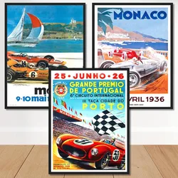 Vintage Auto Racing Posters Wall Decoration Canvas Painting Bar Home Decor American Retro Poster Red Racing Car Living Room