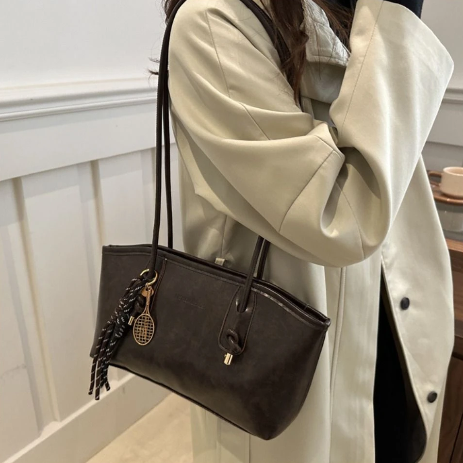 

New PU Leather Tote Bag Y2k Luxury Shoulder Bags Casual Commute Hand Bags Lady