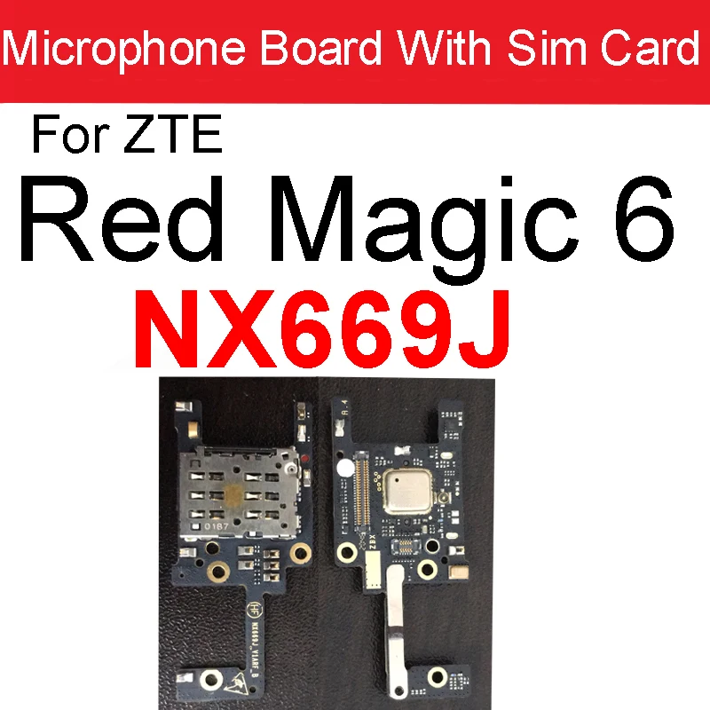 SIM Card phone Board For ZTE Nubia Red Magic 5S 5G NX659J 6Pro 6 NX669J MIC phone Sim Card Tray Holder Replacement