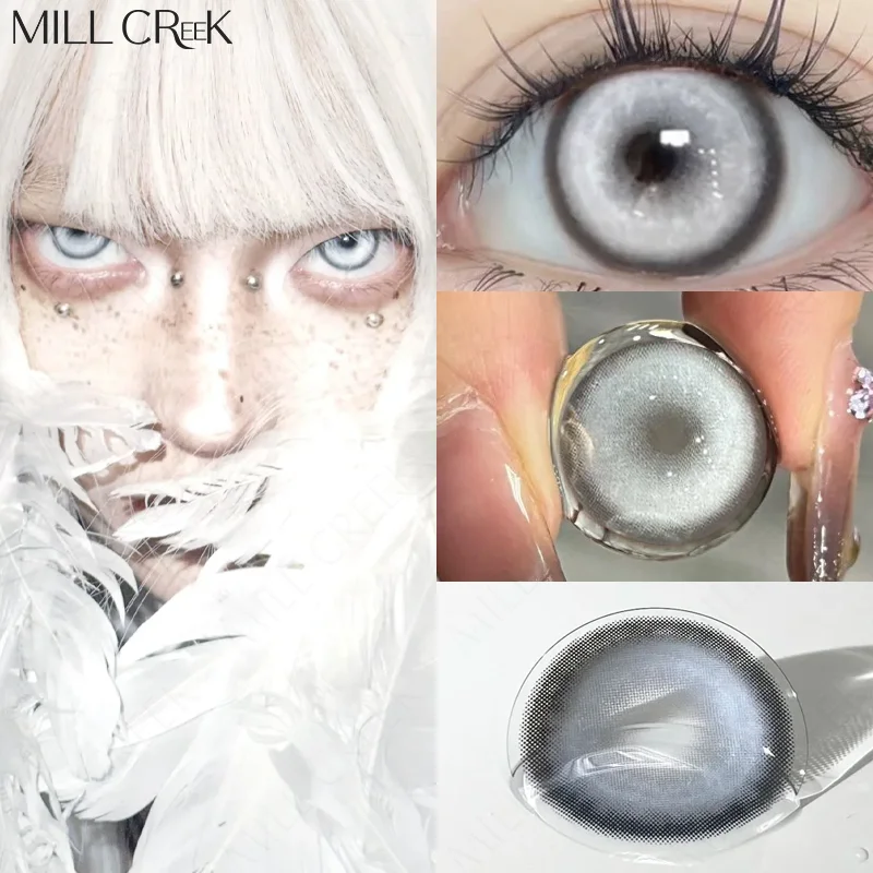 MILL CREEK 2 uds Halloween Cosplay lentes de contacto graduadas Anime Koi lentes de contacto verdes plateadas lentes de contacto rojas para alumnos 14,5mm anual
