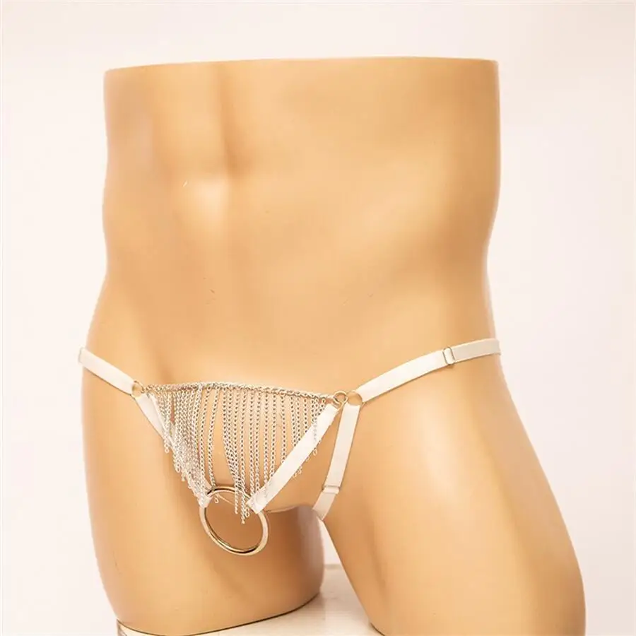 Men's sexy panties Lace Chain T-pants Red Black Hollowed-out XXX Sissy Penile Hole Dick Men's erotic lingerie view 4