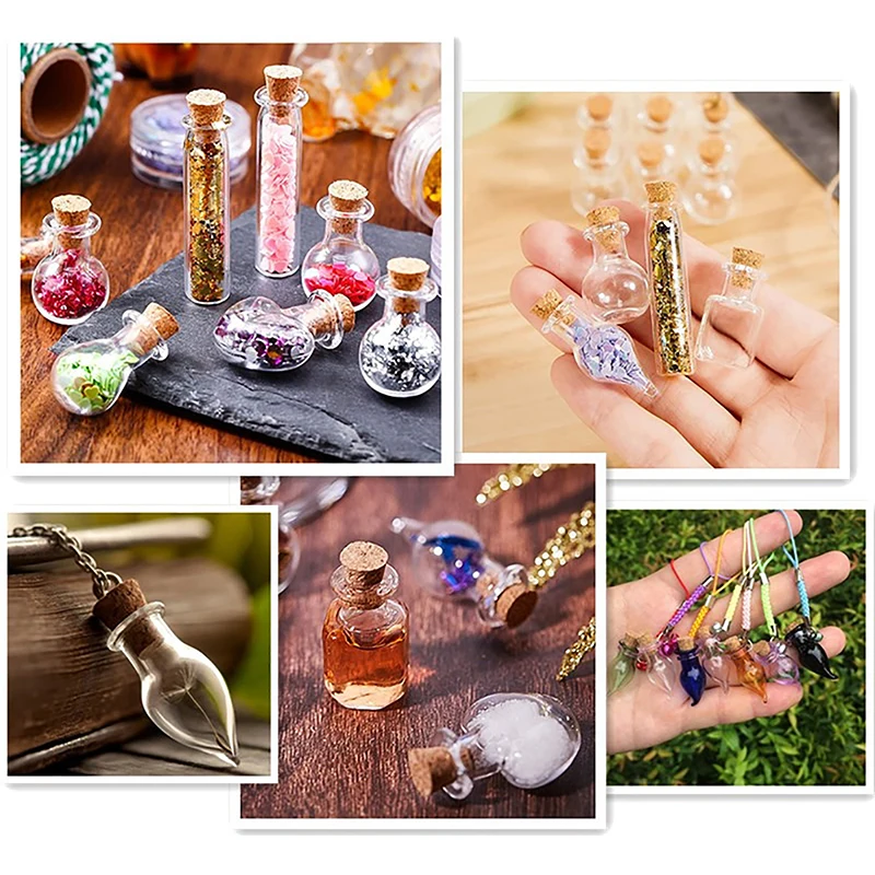 10pcs Glass Bottles Miniature Bottle Mini Cork Glass Vials DIY Mini Wishing Drifting Bottle Wedding Party Decor Glass Jars