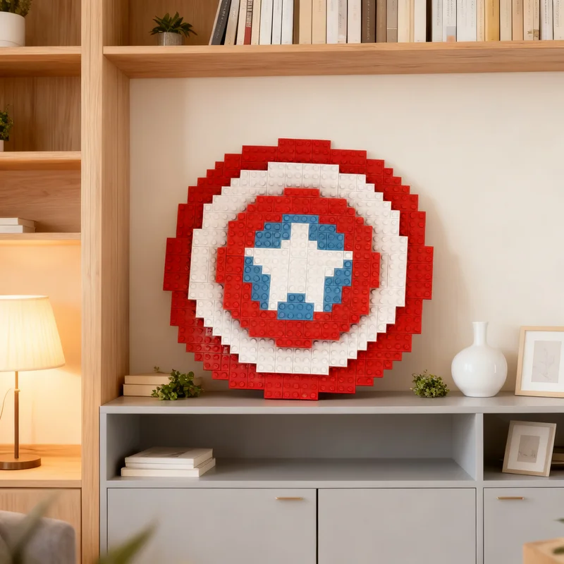 399pcs MOC Classic Cap's Shield Model Building Blocks Christmas Gift Construction Toy Art Birthday Collection Assemble Craft
