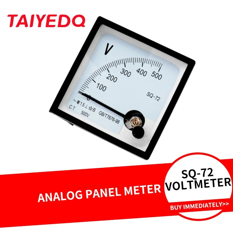 AC 0-450V 250V 300V 500V Analog Panel Volt Voltage Meter Voltmeter Gauge SQ72 72*72mm Pointer Type Meter