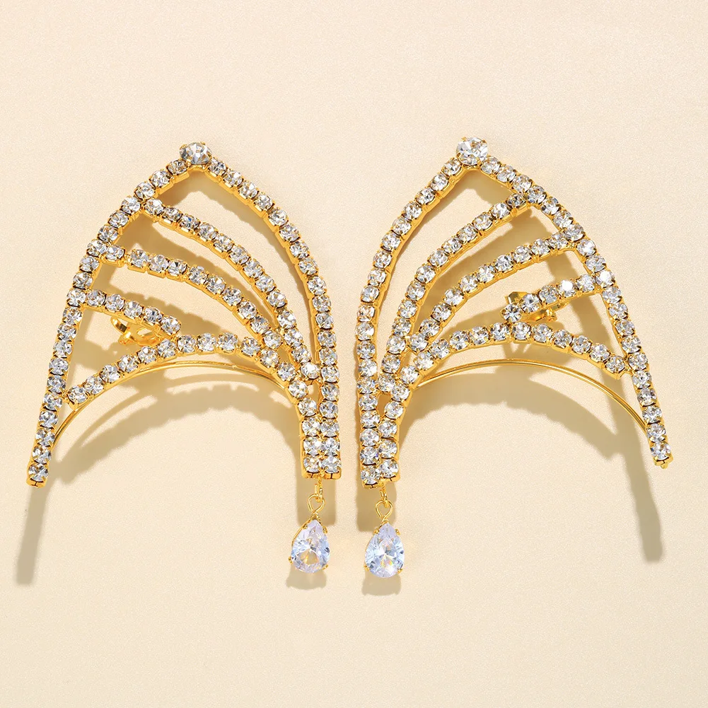 Sparkling Crystal Elf Ear Cuff Earrings Silver No Piercing Ear Wrap Fairy Elven Ear Climber Earrings for Women Party Jewelry