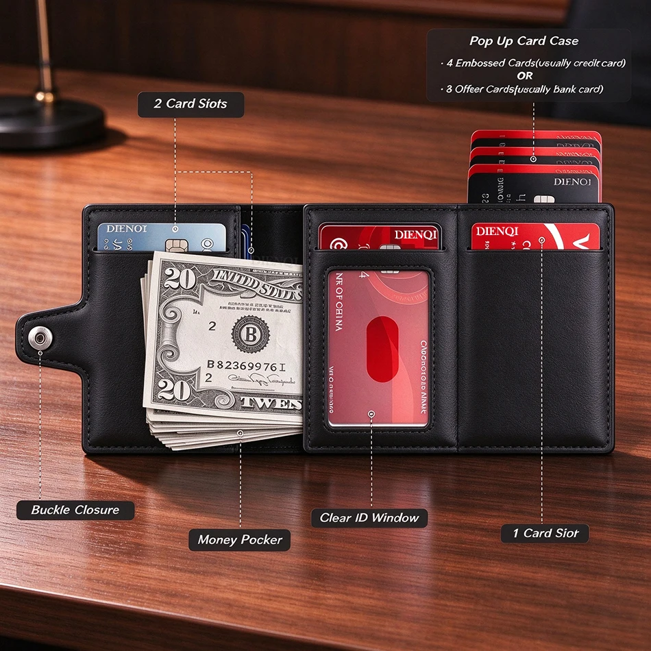 RFID Kleine Herren-Geldbörsen Kreditkartenhalter Kohlefaser-Muster Smarte Luxus-Geldbörse Bankkartenhalter Etui Business-Geldbörse für Männer – Detail 4